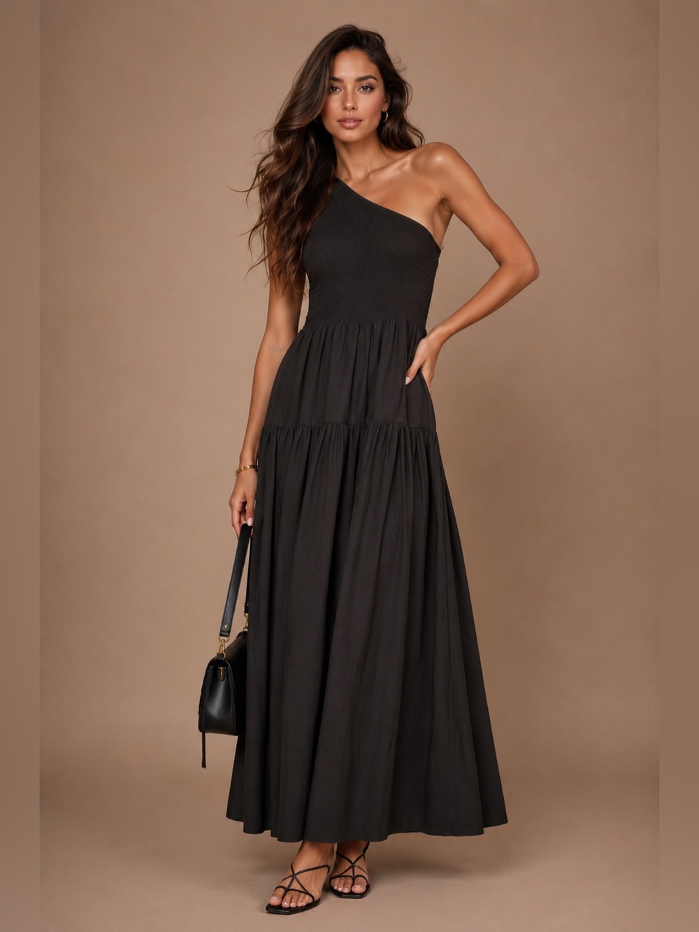 NWT Elan’s Daughter One-Shoulder Gracie Maxi Dress - Black